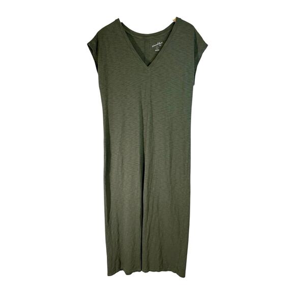 Universal Thread Cotton Short Sleeve T-Shirt Midi Dress with Front Slit Green S - Picture 2 of 10